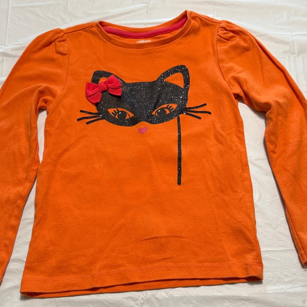 Gymboree Halloween Orange Cat  Kids Shirt size 6